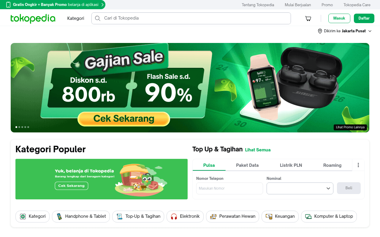 Screenshot of tokopedia.com