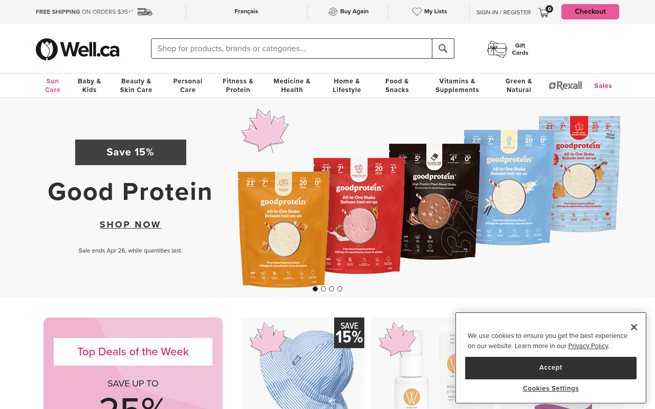 Screenshot of well.ca