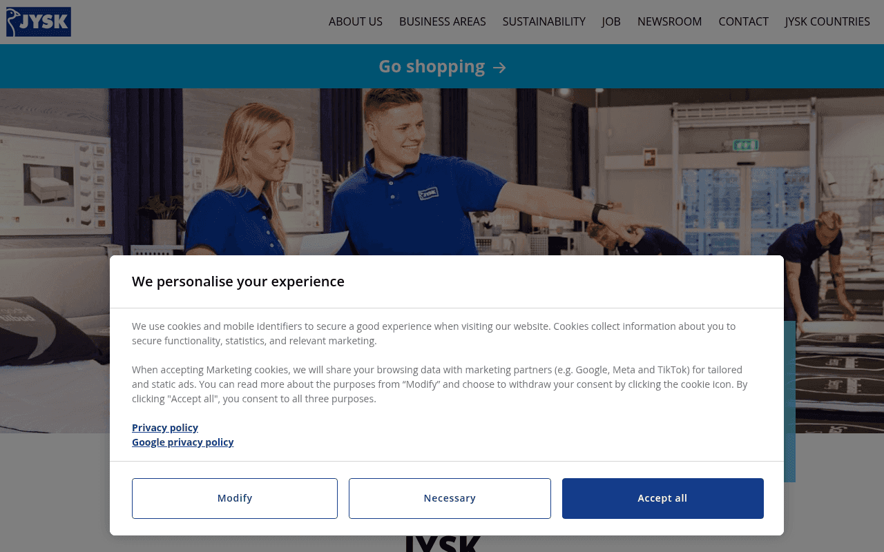Screenshot of jysk.com