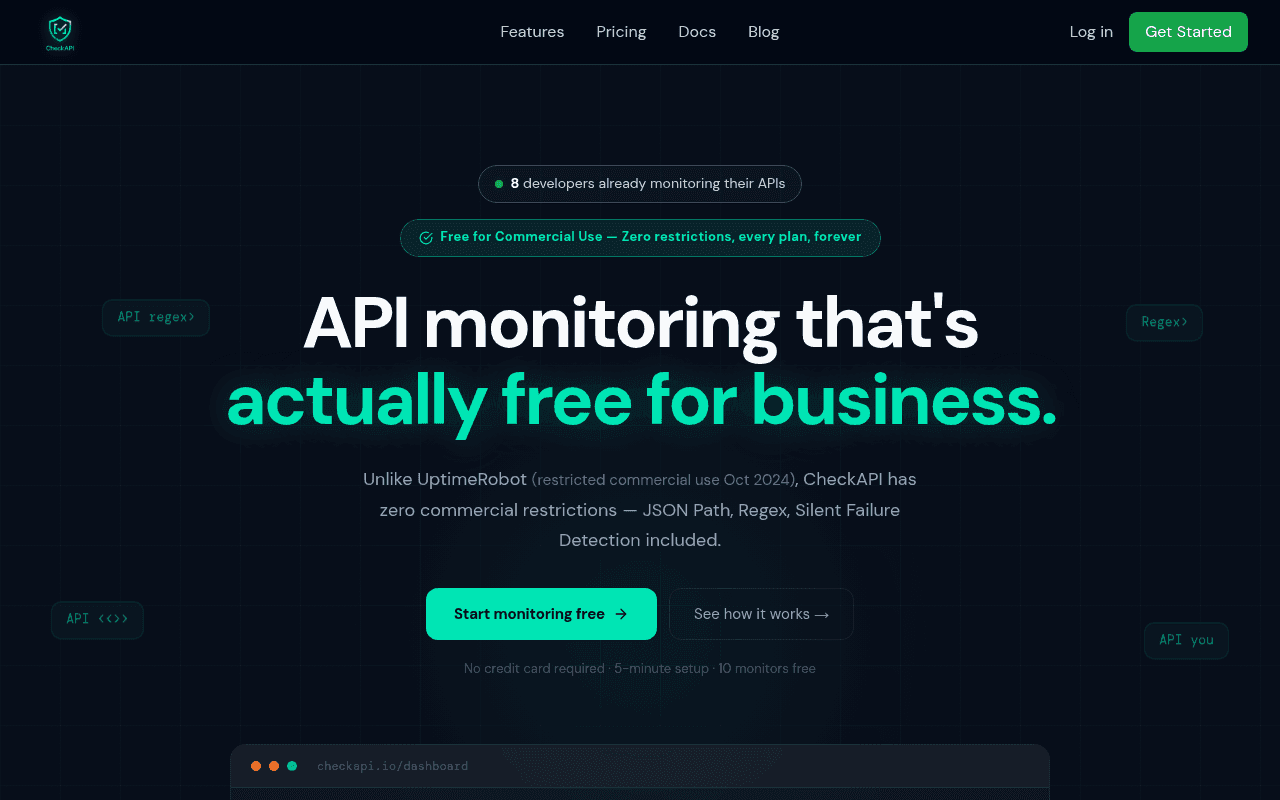 Screenshot of checkapi.io