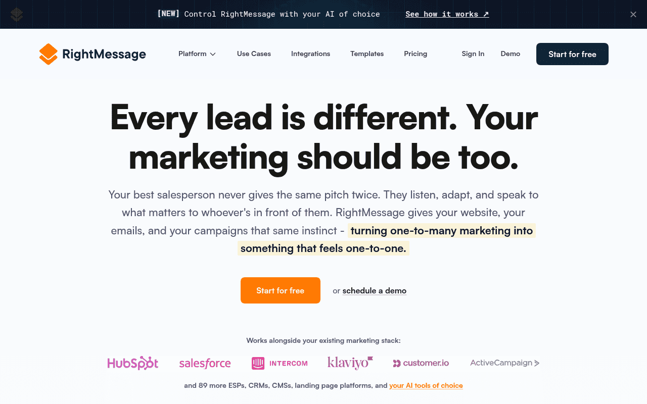 Screenshot of rightmessage.com
