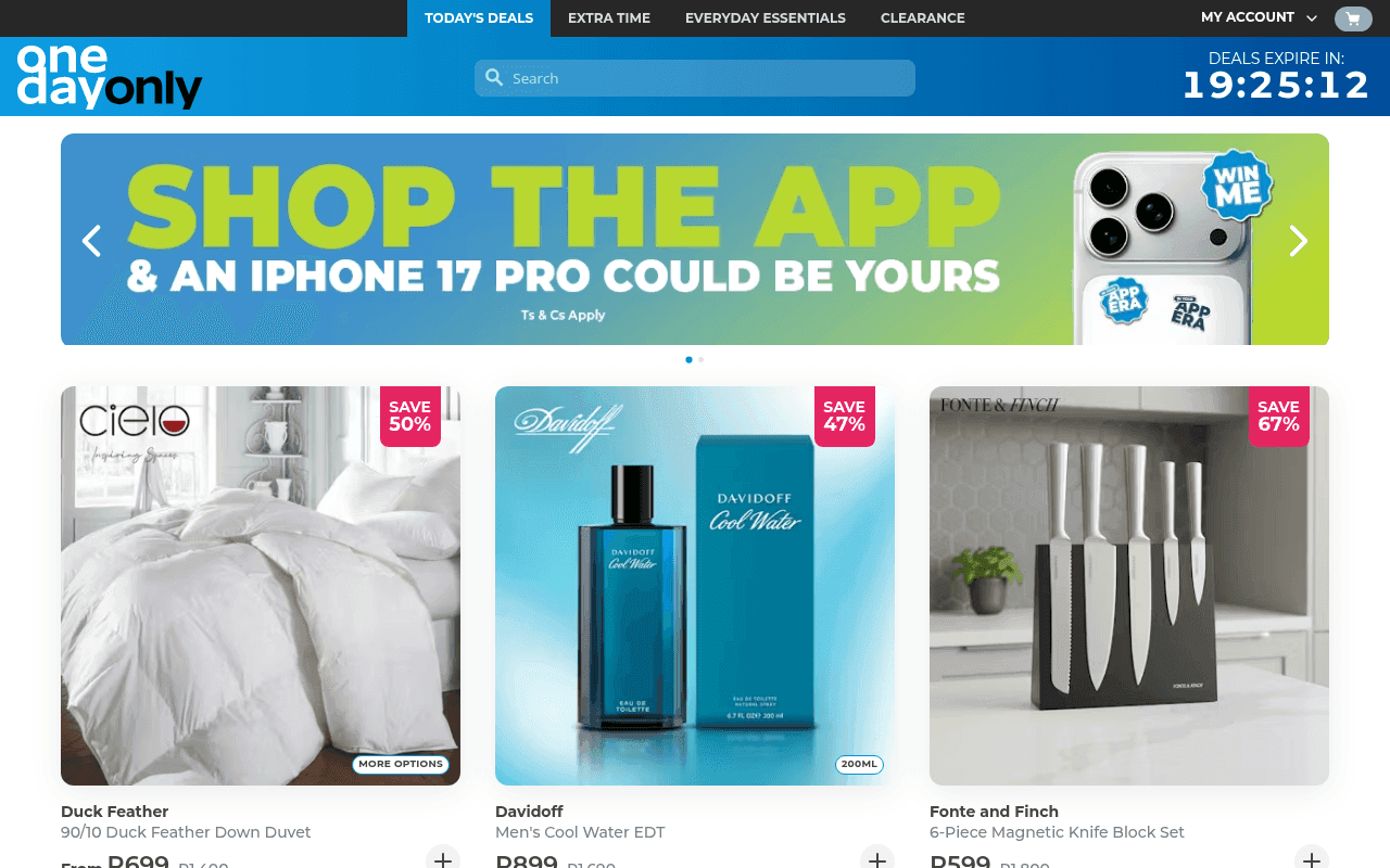 Screenshot of onedayonly.co.za