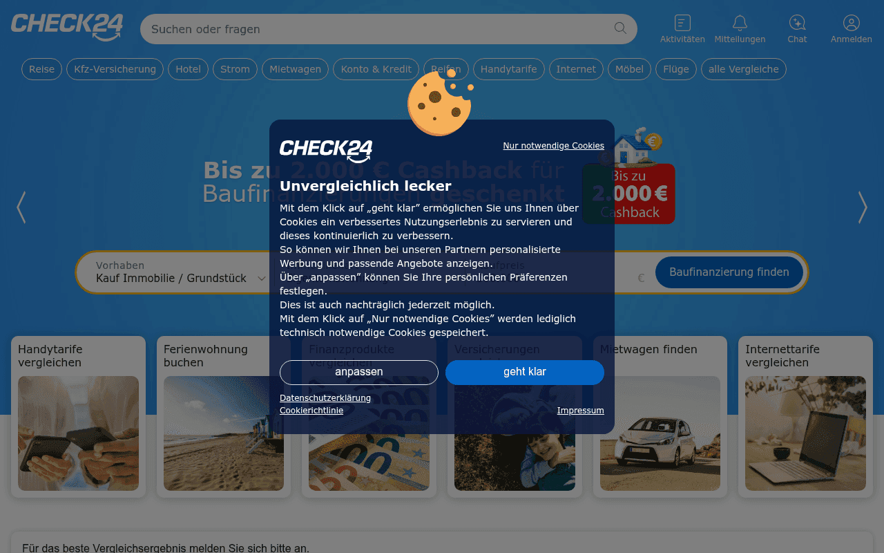 Screenshot of check24.de