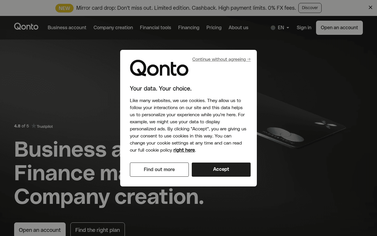 Screenshot of qonto.com