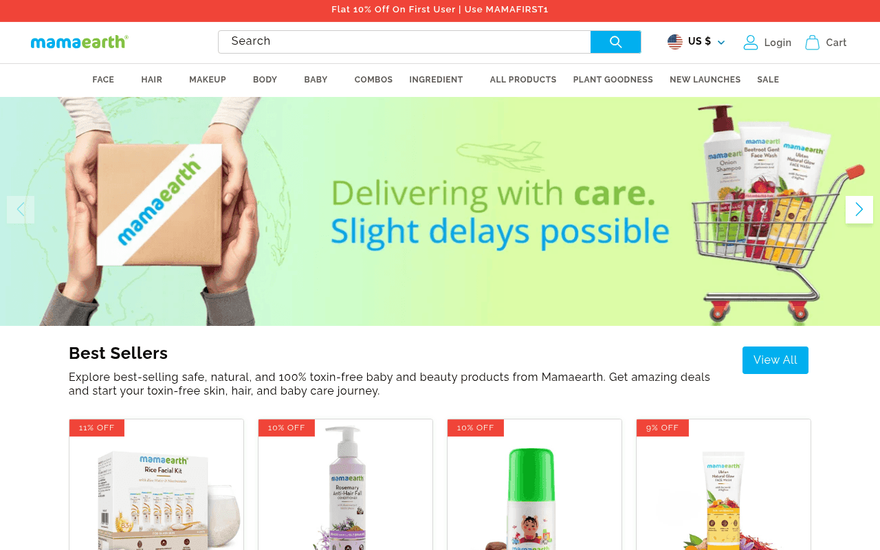 Screenshot of mamaearth.in