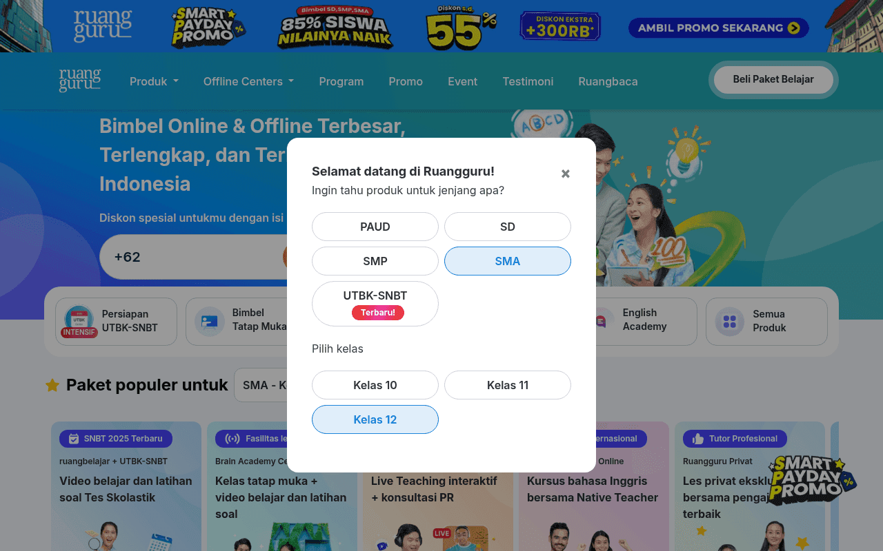 Screenshot of ruangguru.com