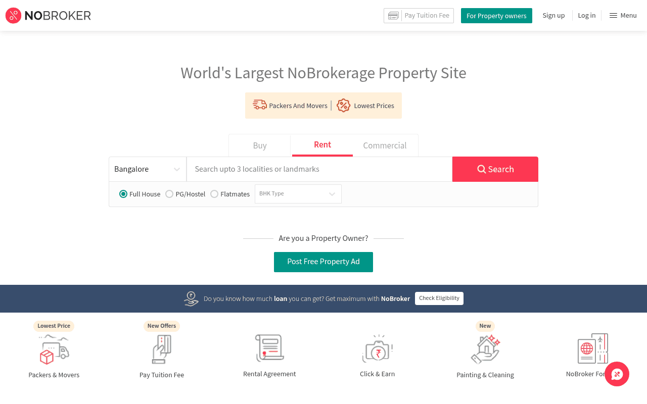 Screenshot of nobroker.in