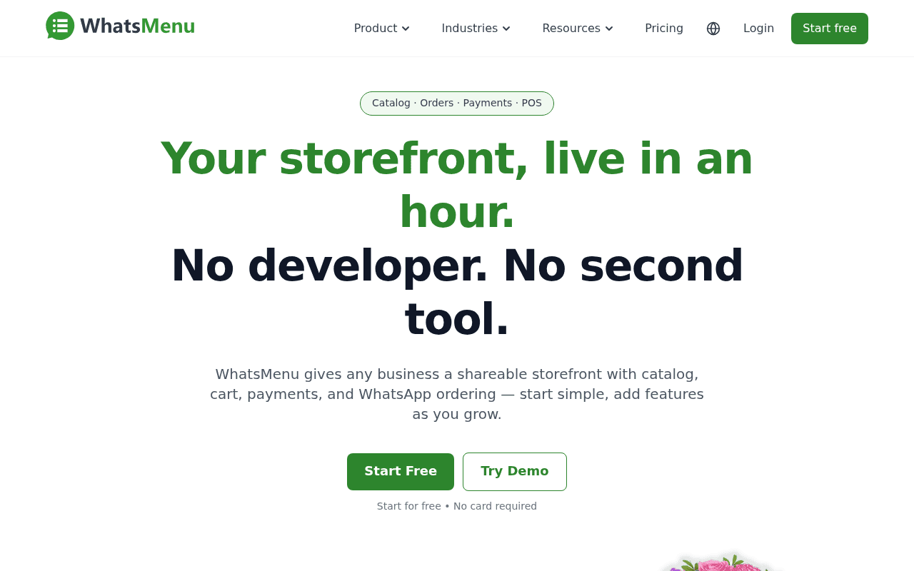 Screenshot of whatsmenu.page
