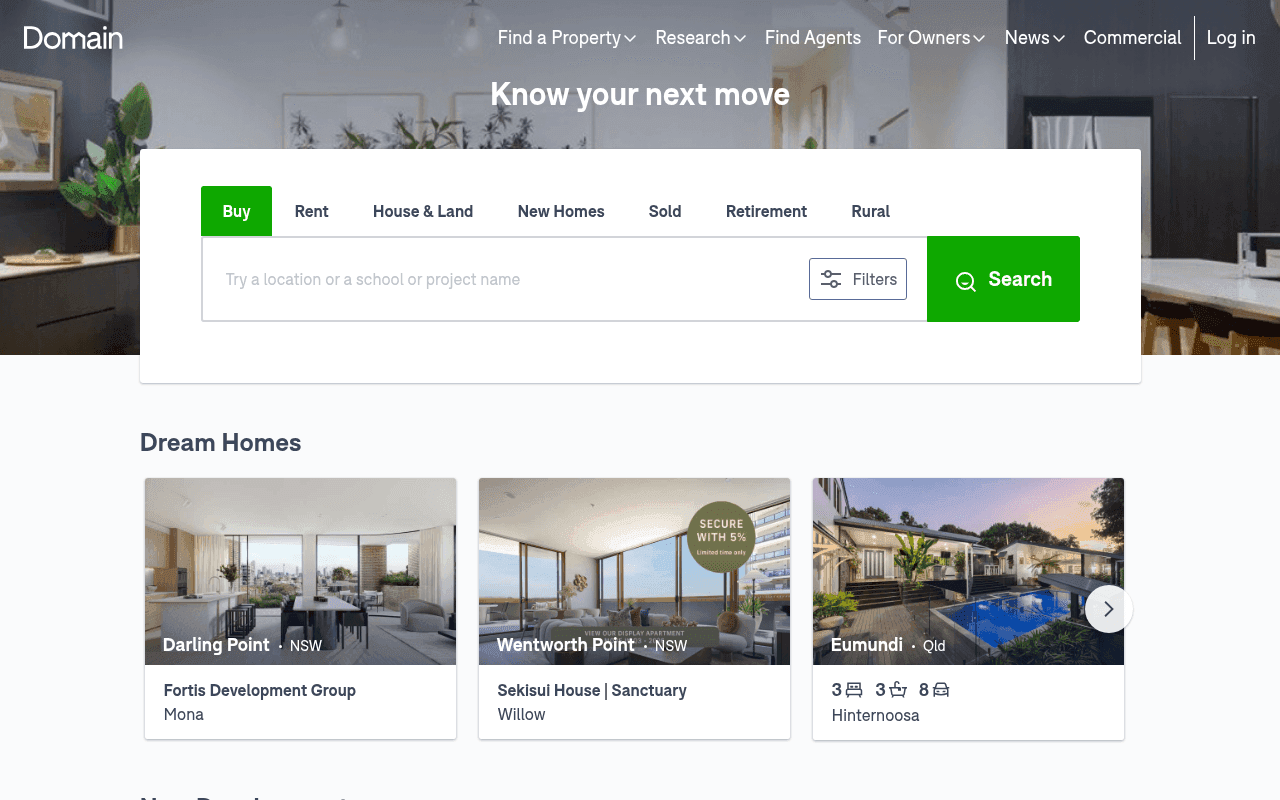 Screenshot of domain.com.au