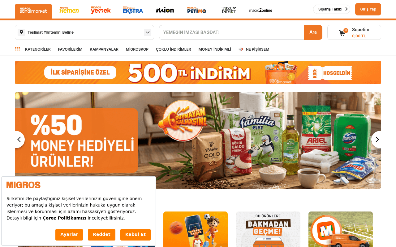 Screenshot of migros.com.tr