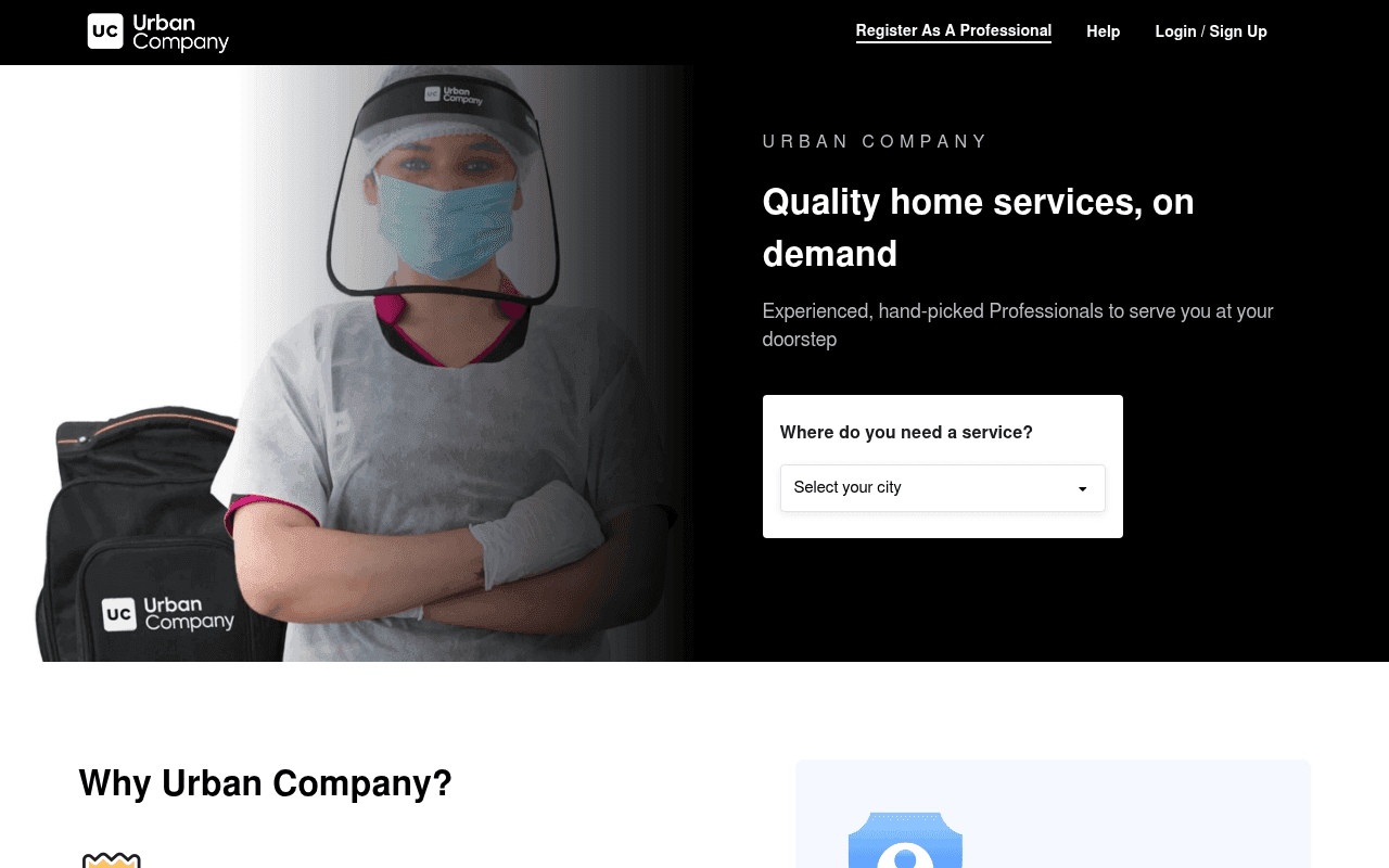 Screenshot of urbancompany.com