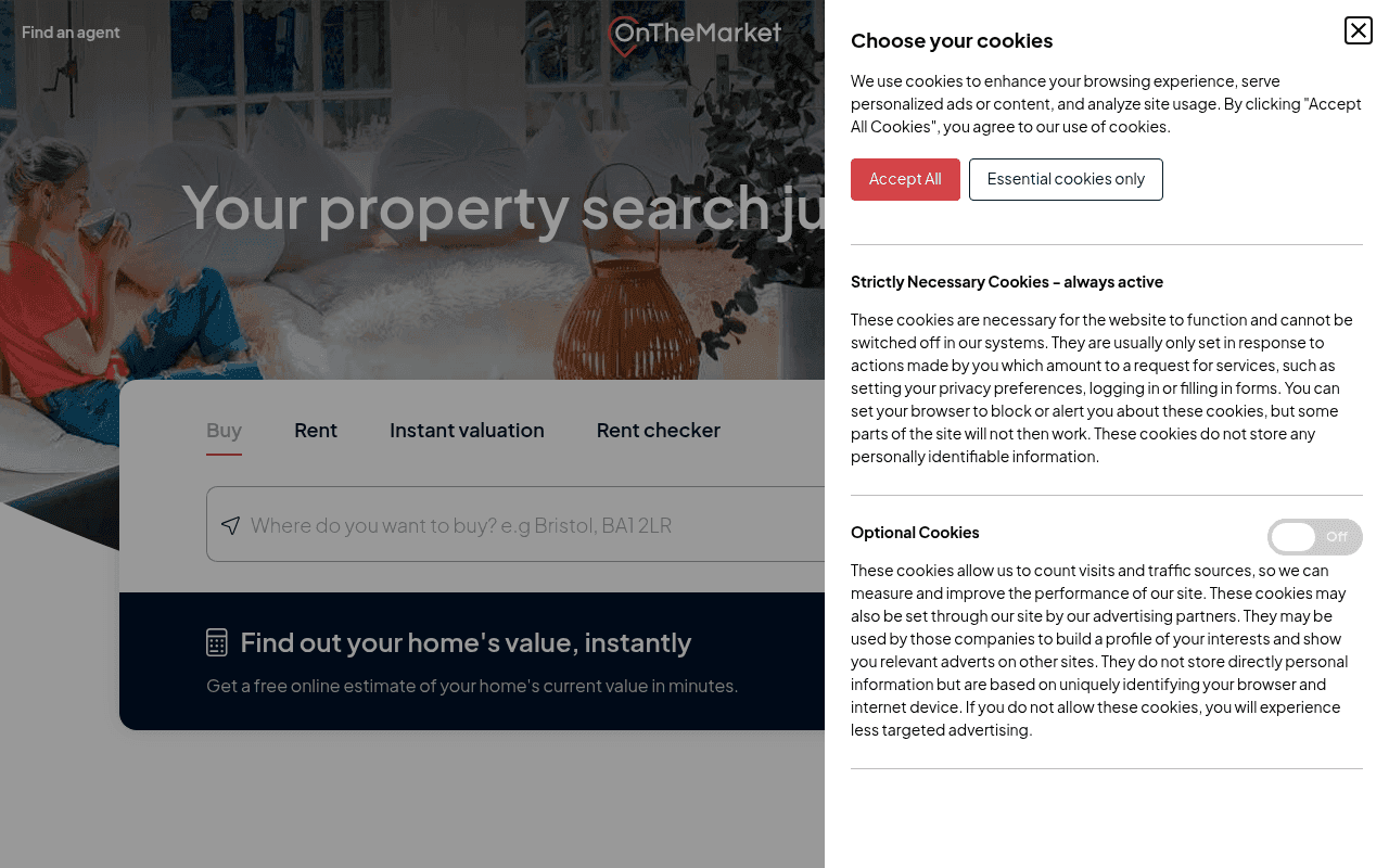 Screenshot of onthemarket.com