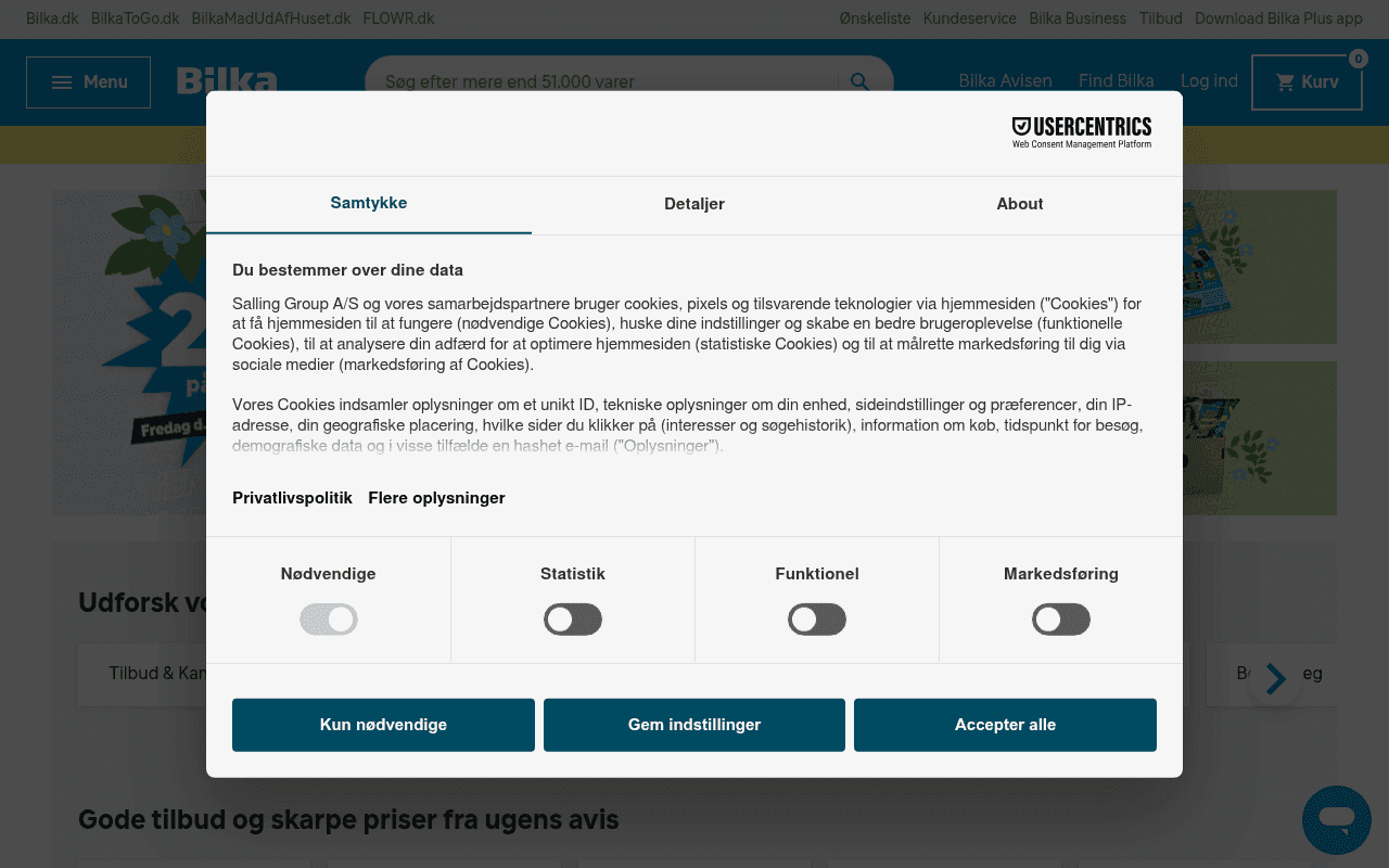 Screenshot of bilka.dk