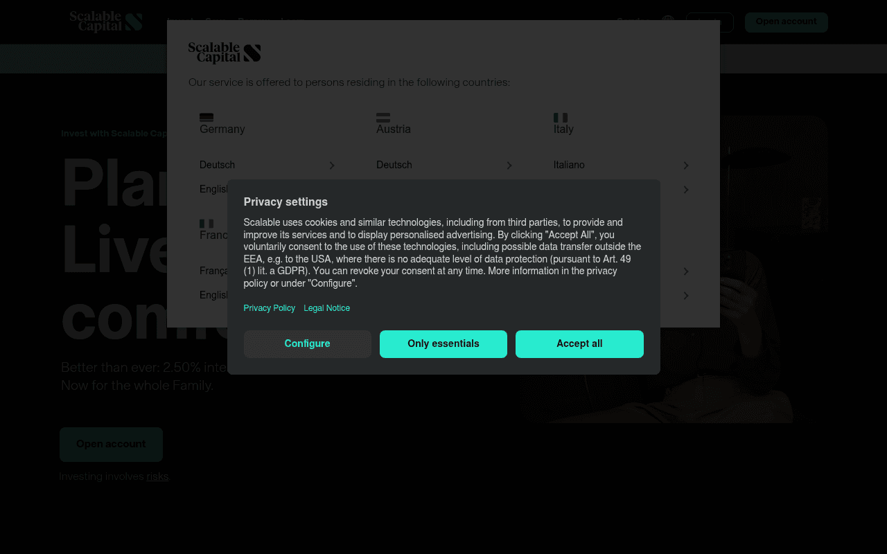 Screenshot of scalable.capital