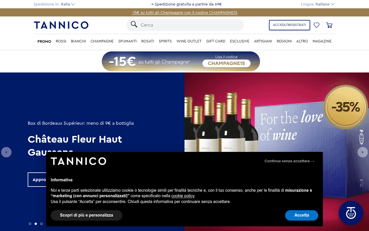 Screenshot of tannico.it