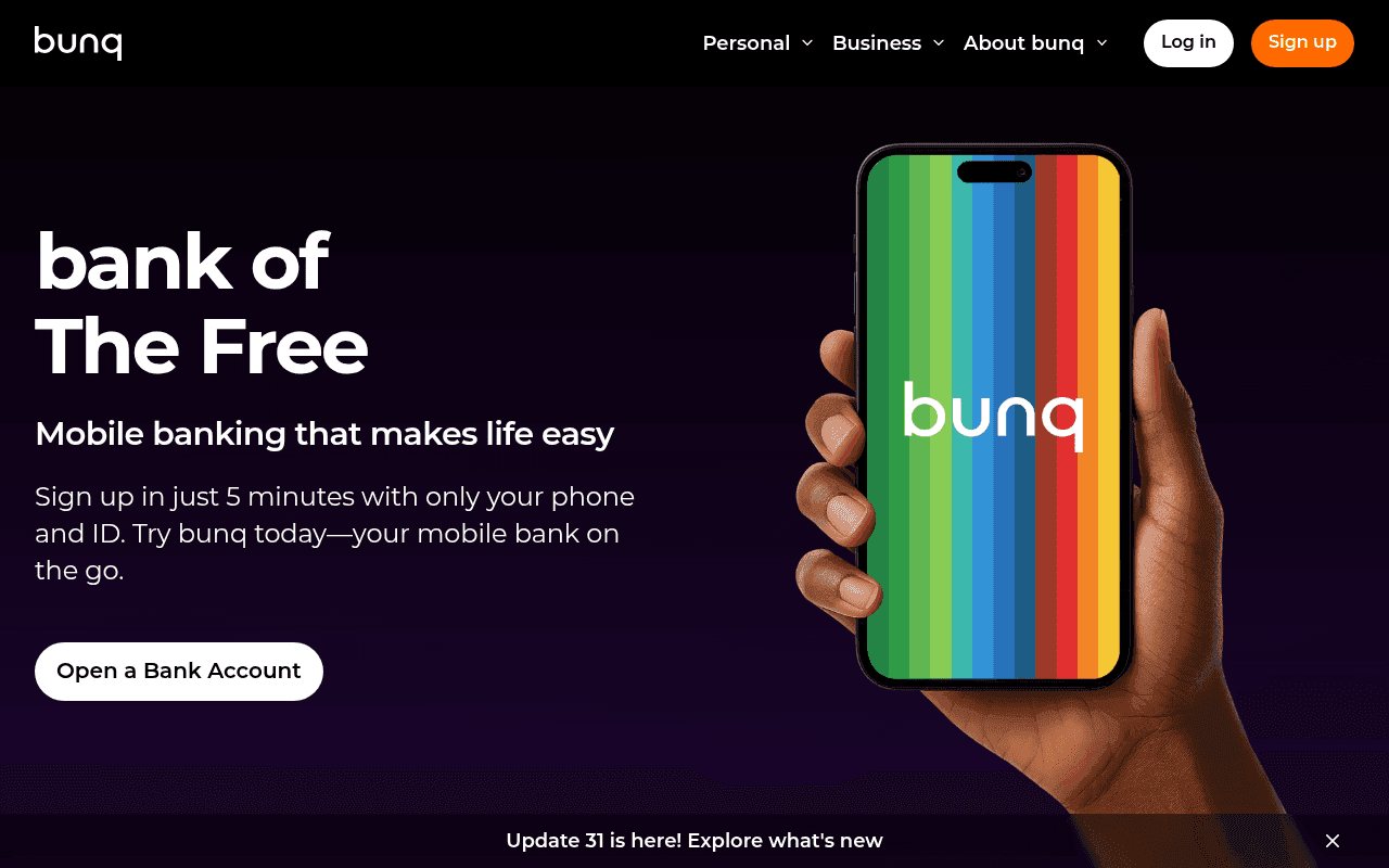 Screenshot of bunq.com