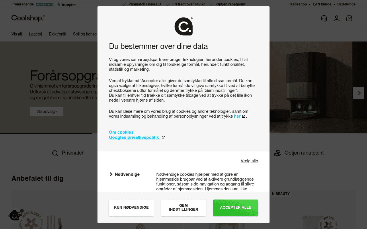 Screenshot of coolshop.dk