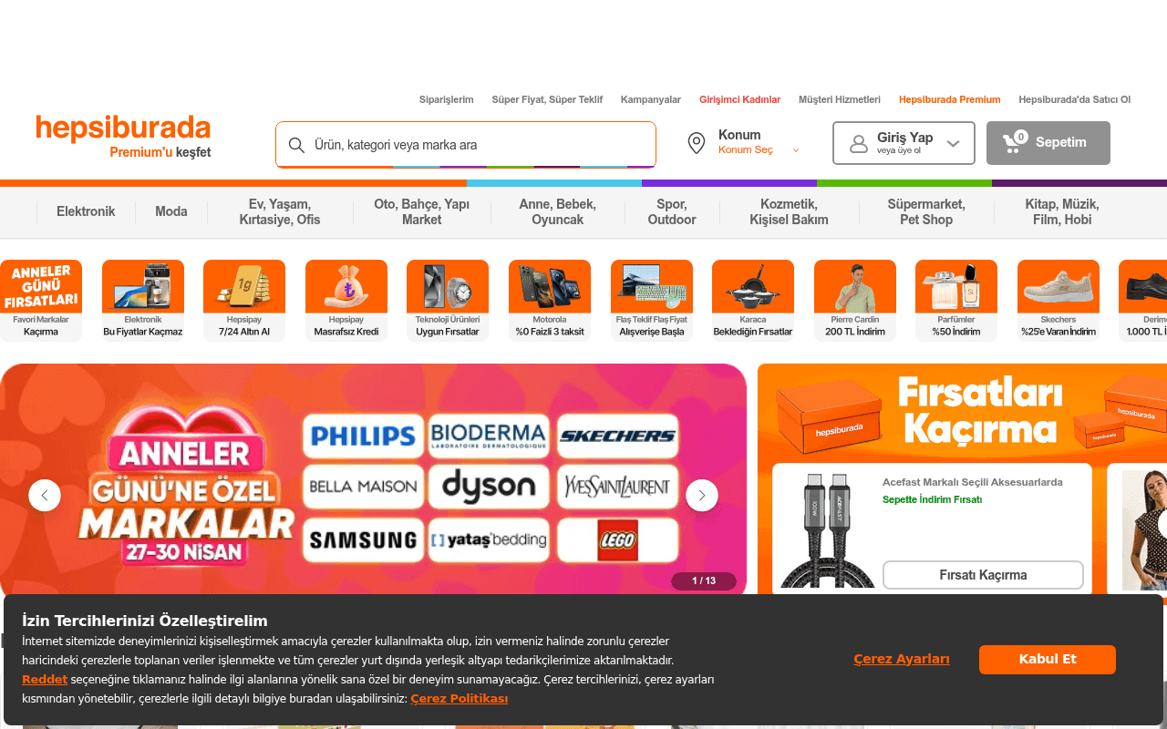 Screenshot of hepsiburada.com