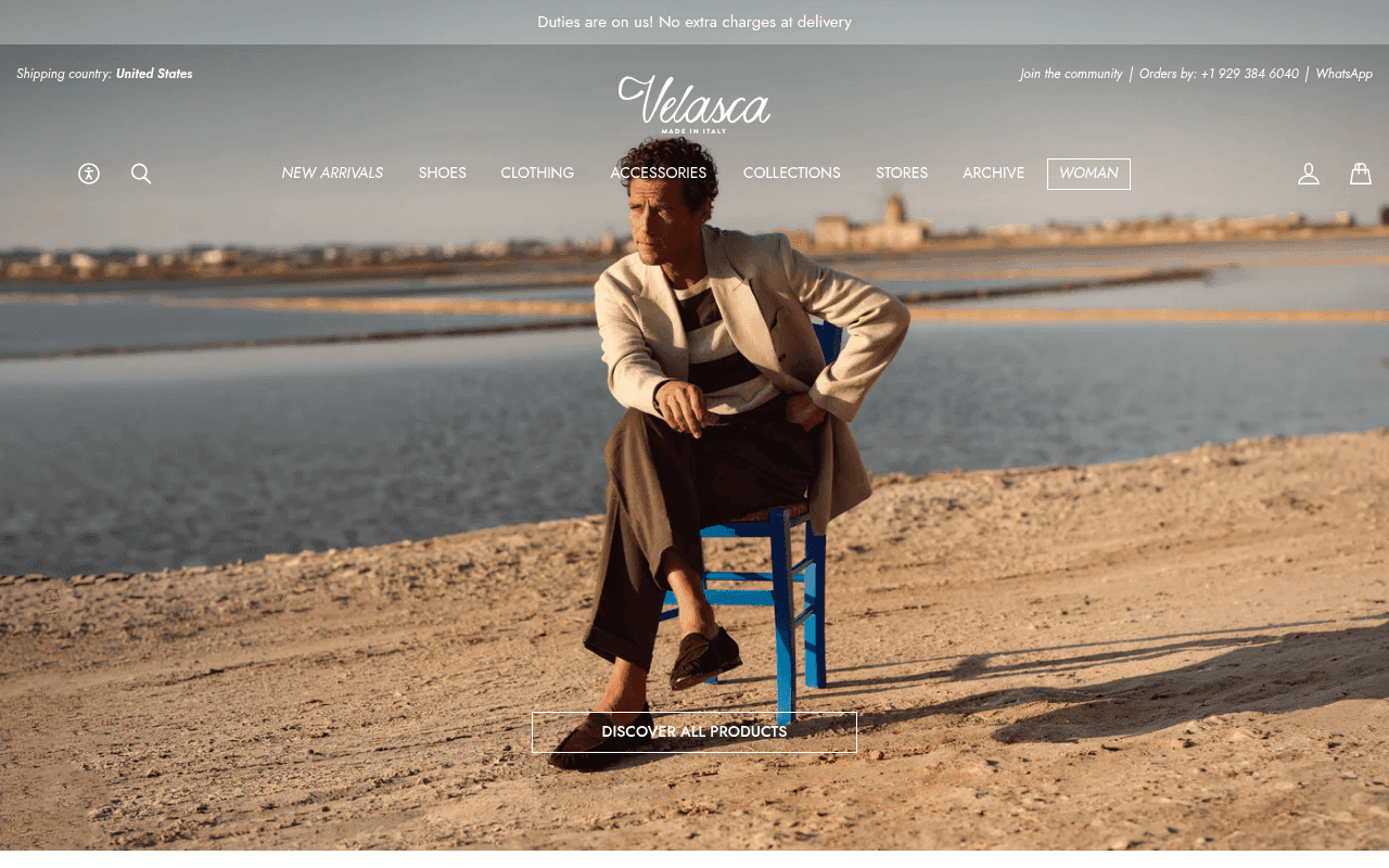 Screenshot of velasca.com