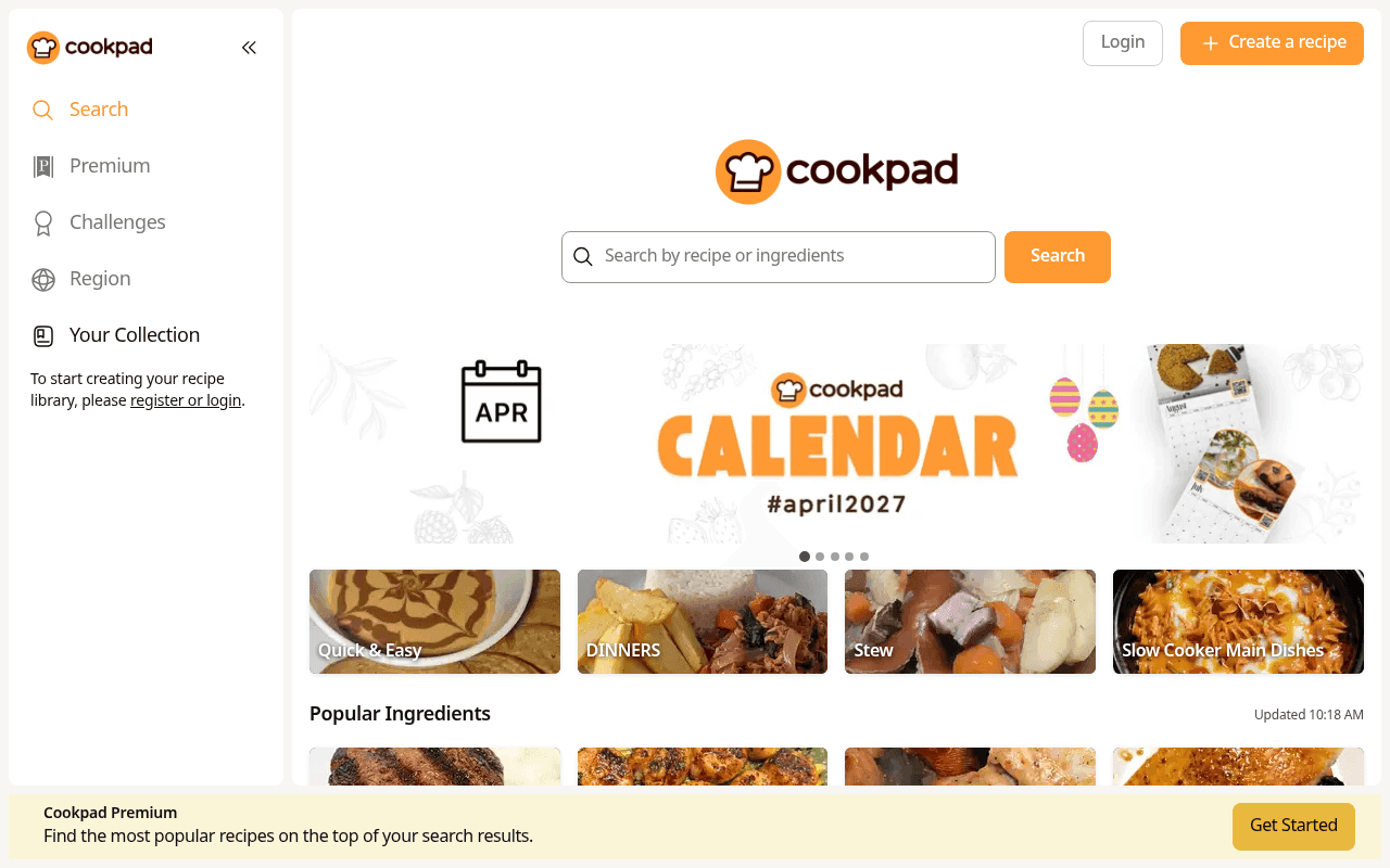 Screenshot of cookpad.com
