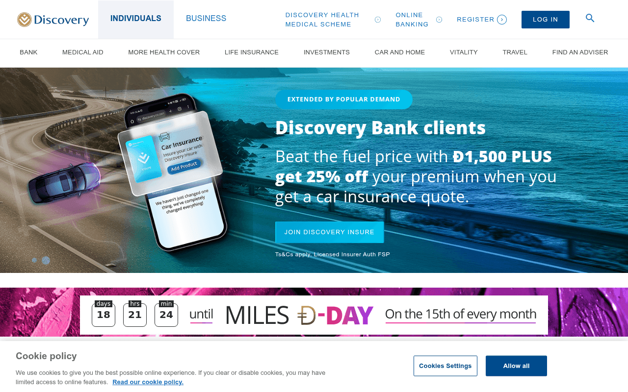discovery.co.za landing page screenshot
