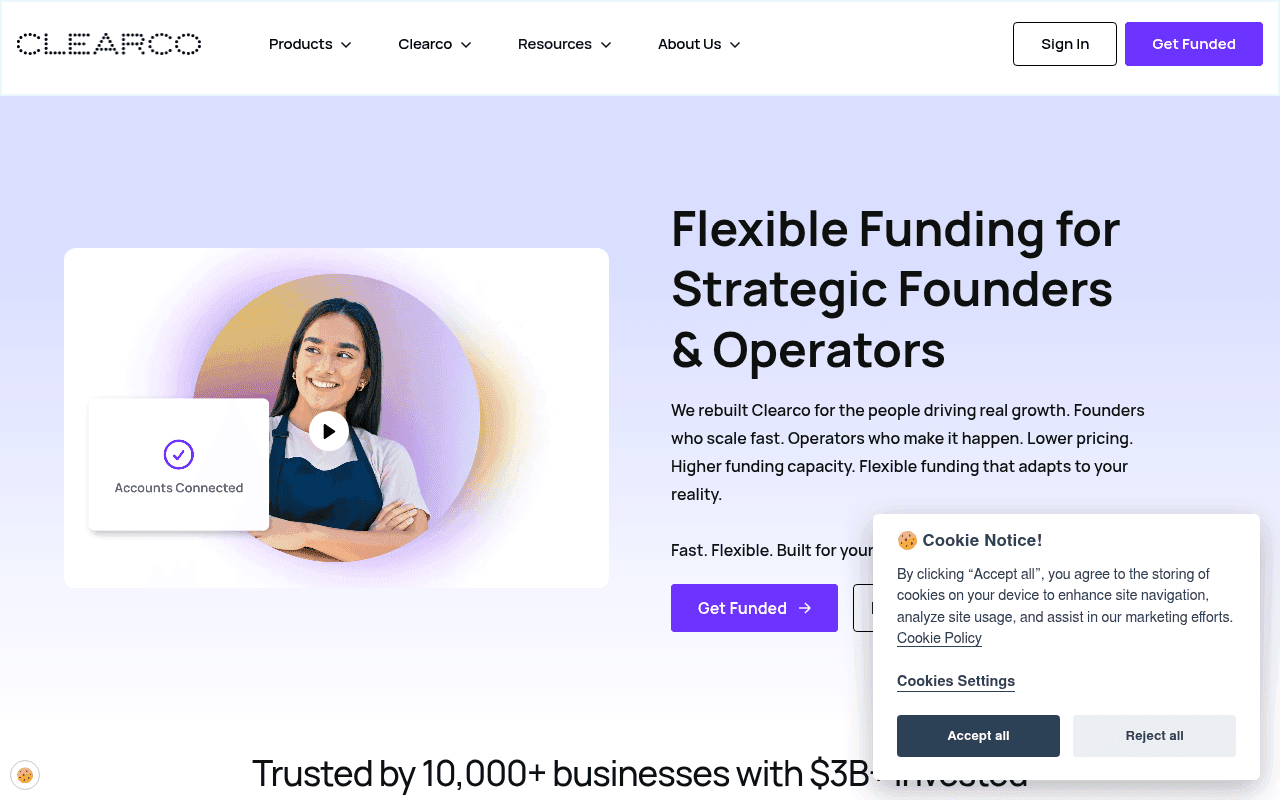 Screenshot of clearco.com