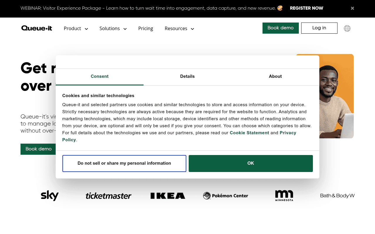 Screenshot of queue-it.com