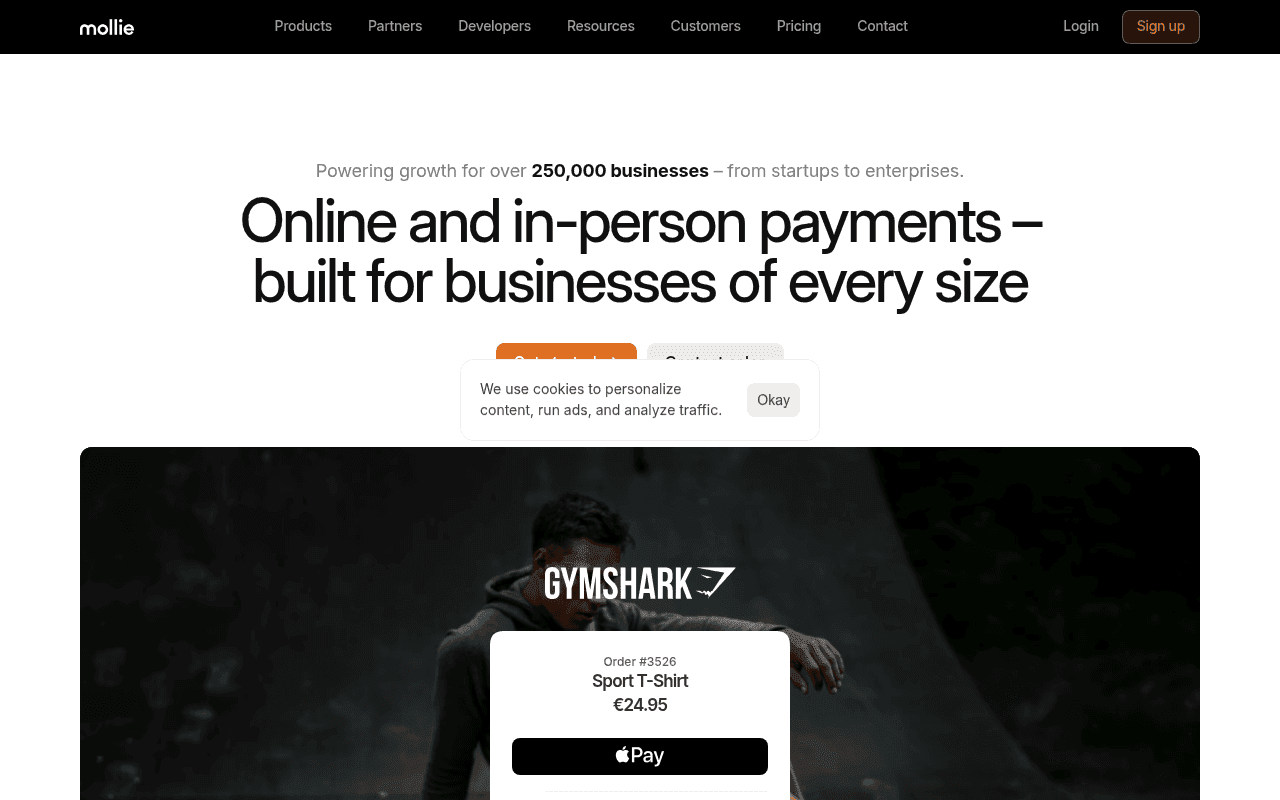 Screenshot of mollie.com