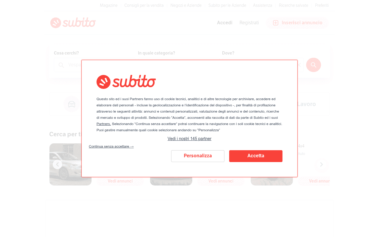 Screenshot of subito.it