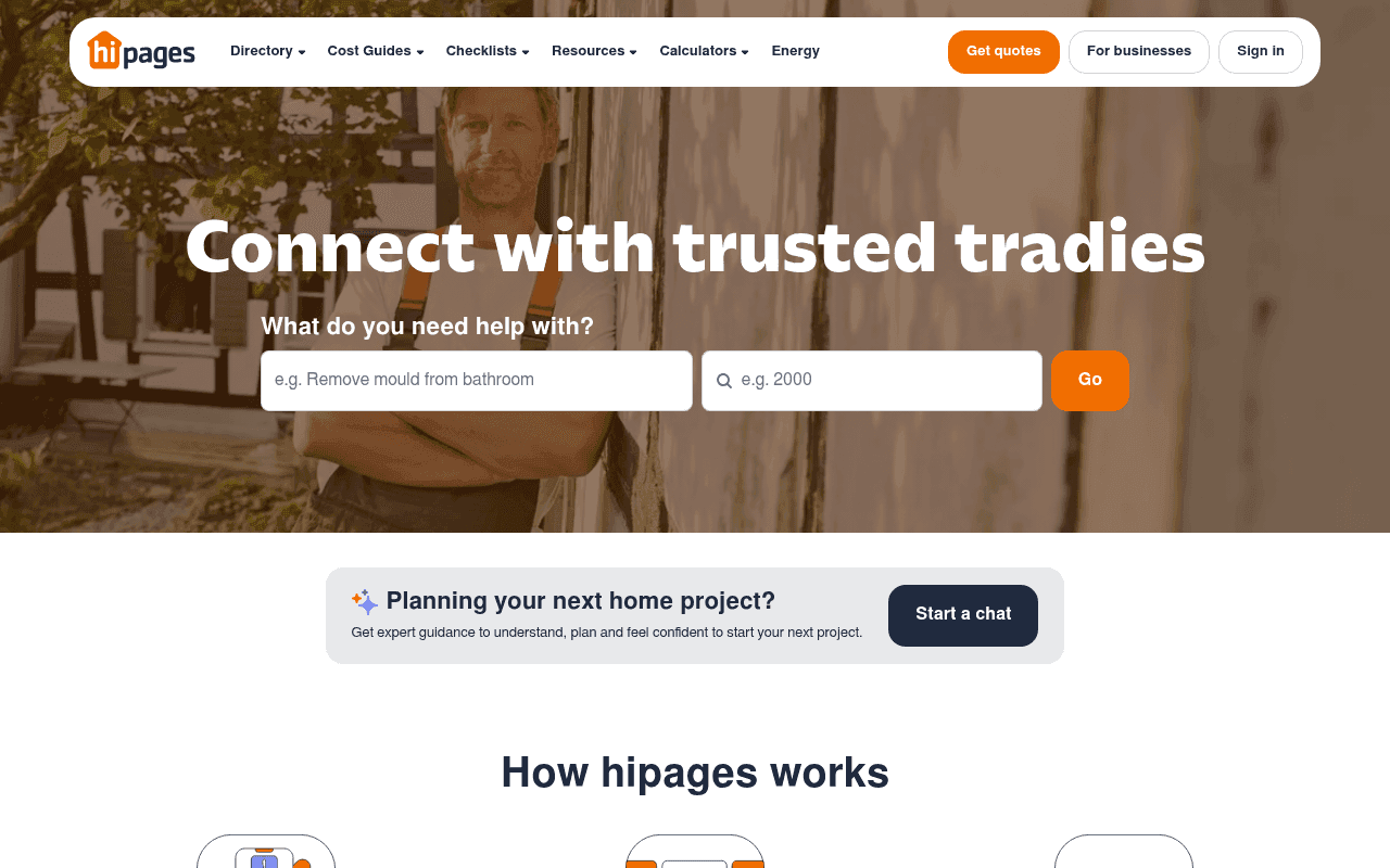 Screenshot of hipages.com.au