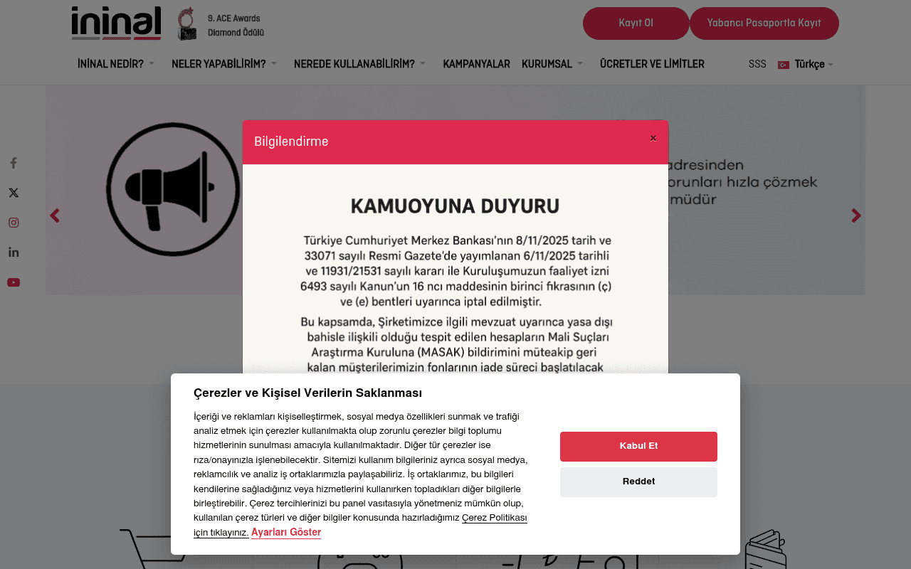 Screenshot of ininal.com