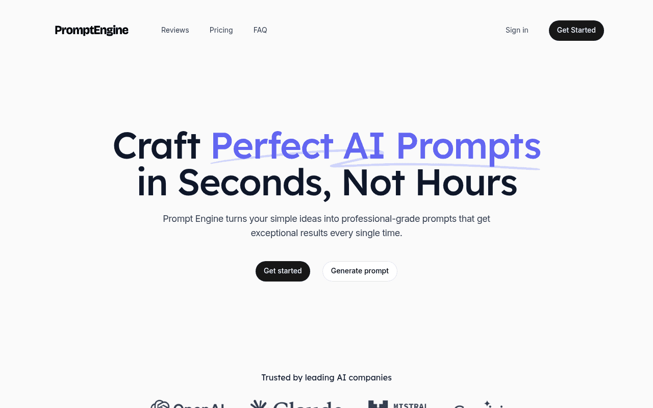 Screenshot of promptengine.cc