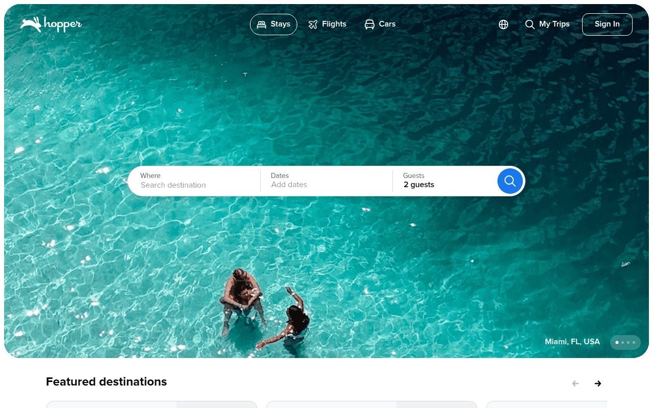 Screenshot of hopper.com