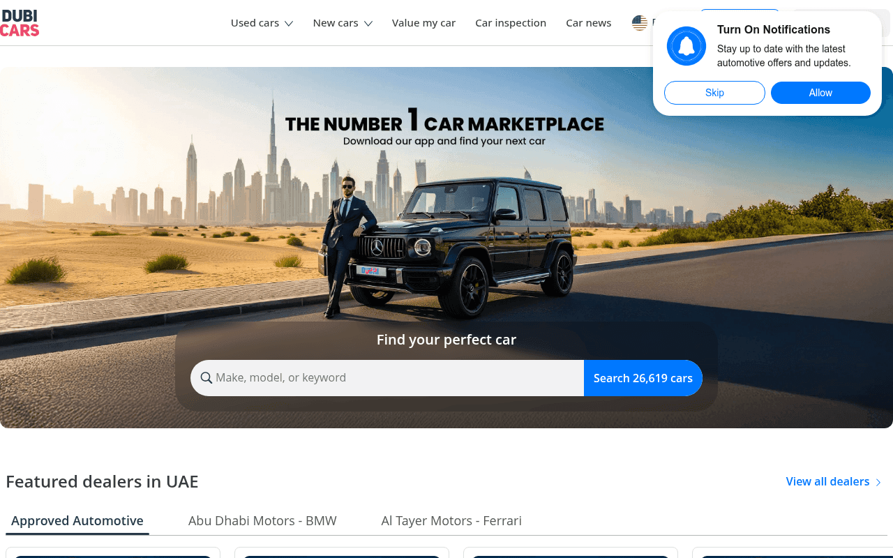 Screenshot of dubicars.com