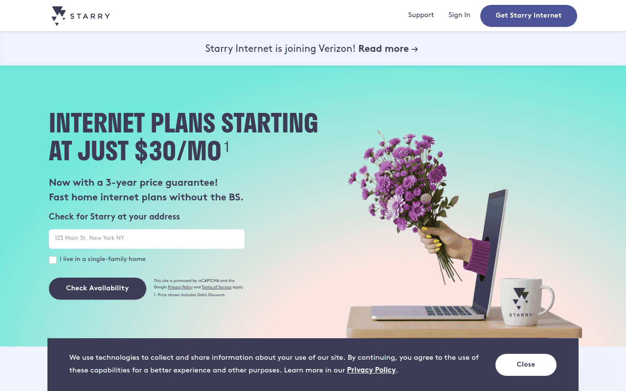 Screenshot of starry.com