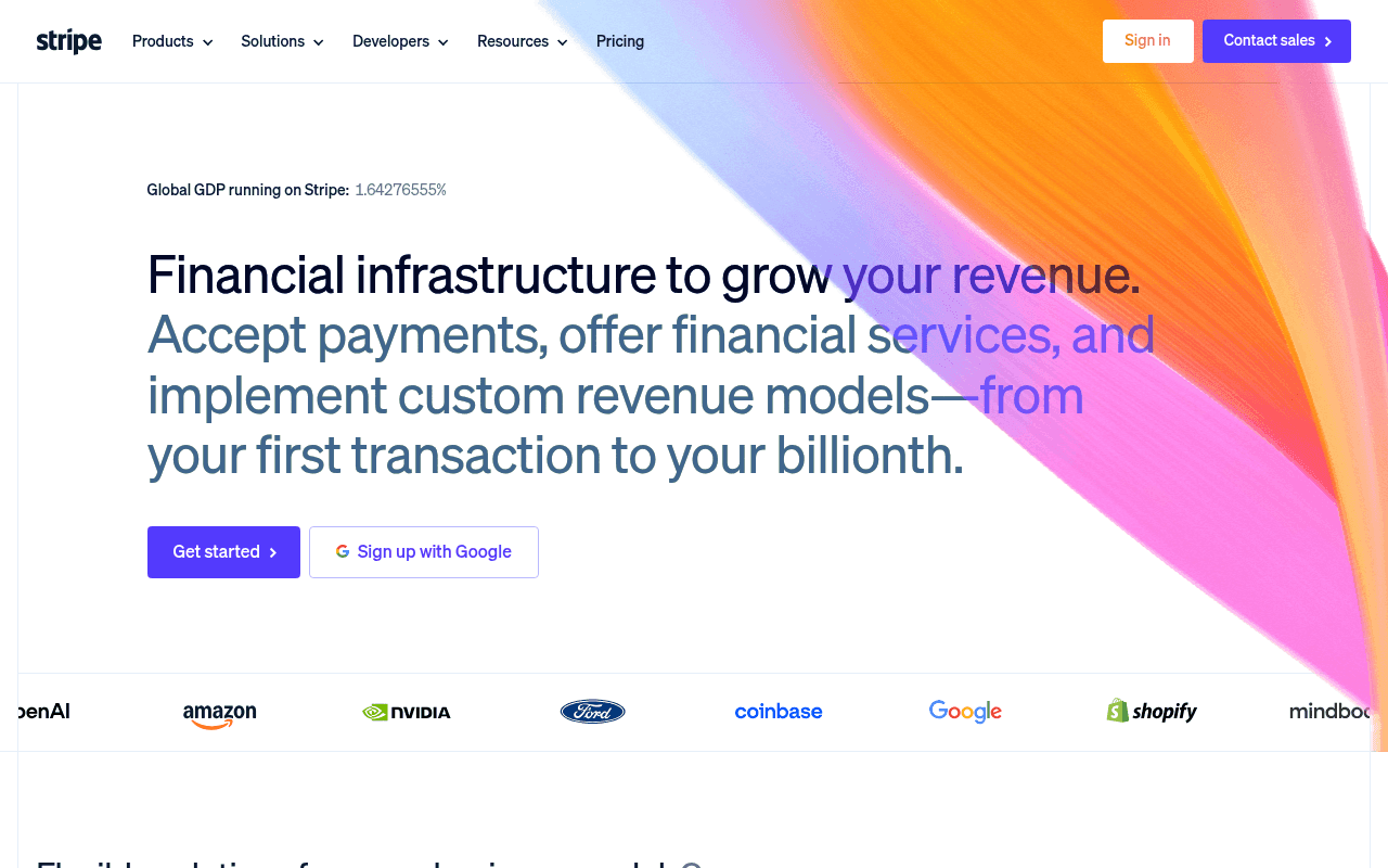 Screenshot of stripe.com