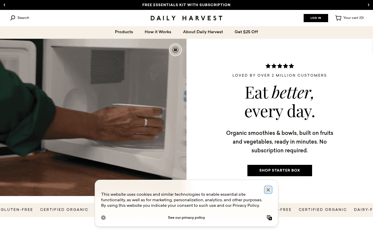 Screenshot of daily-harvest.com