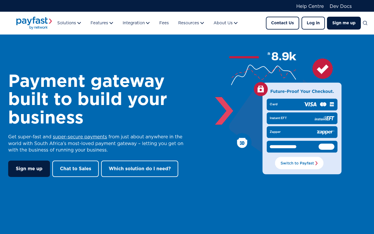 Screenshot of payfast.co.za