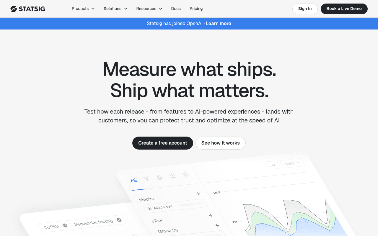 Screenshot of statsig.com
