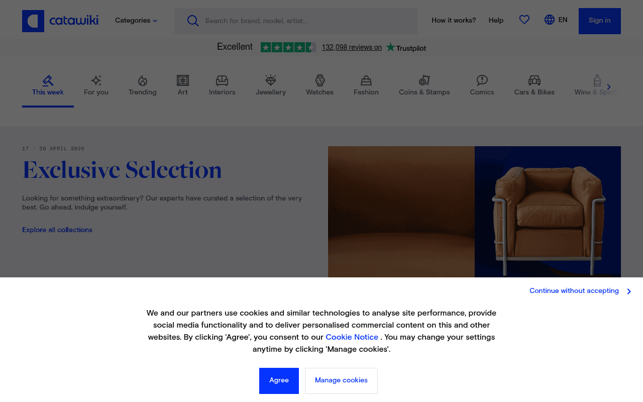 Screenshot of catawiki.com