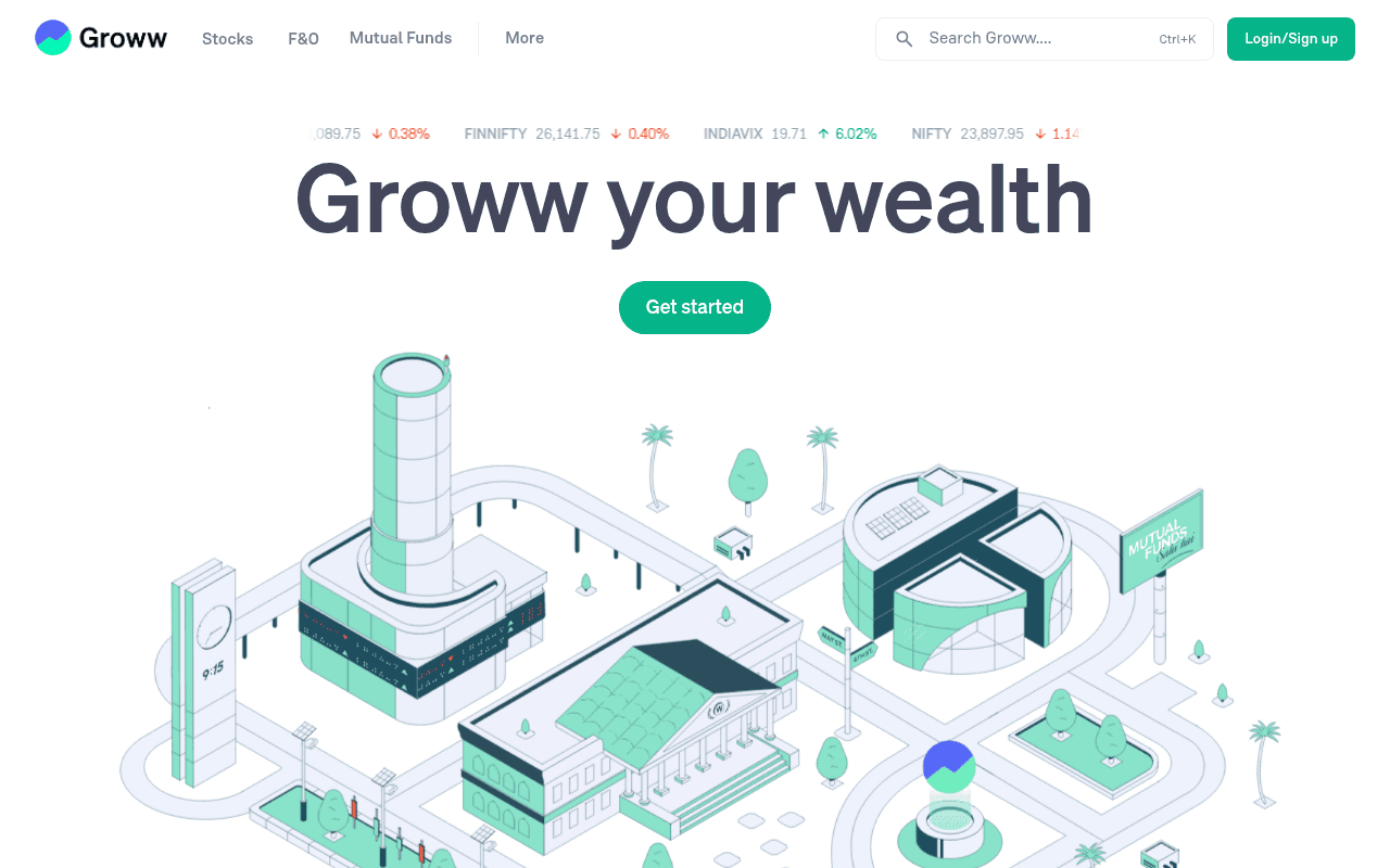 Screenshot of groww.in