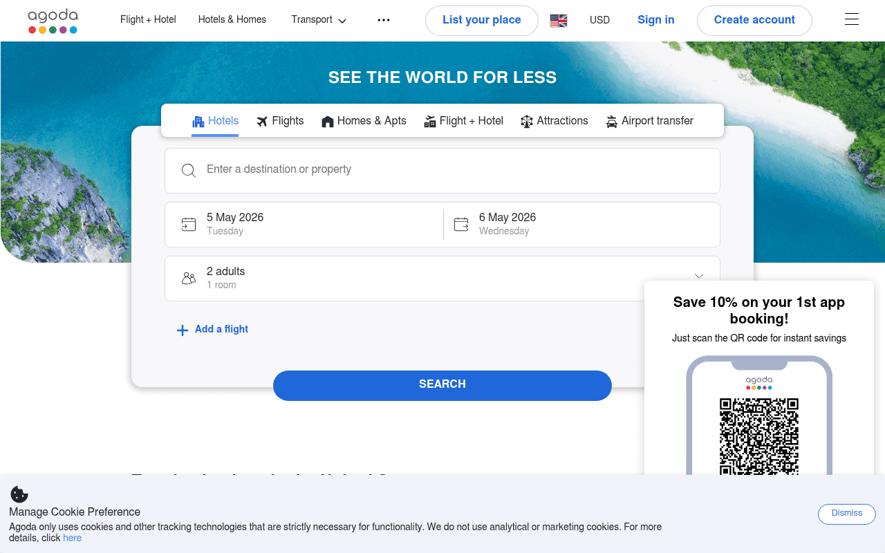 Screenshot of agoda.com