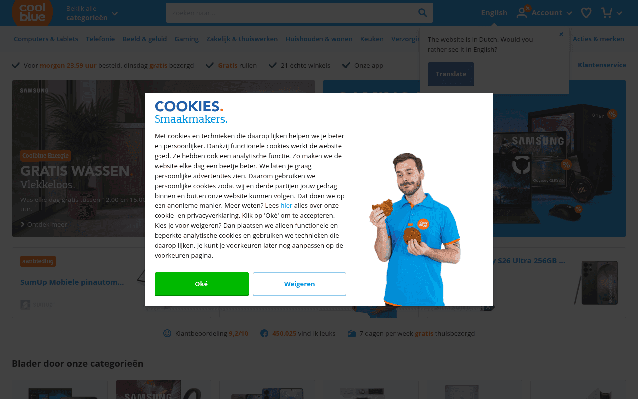 Screenshot of coolblue.nl