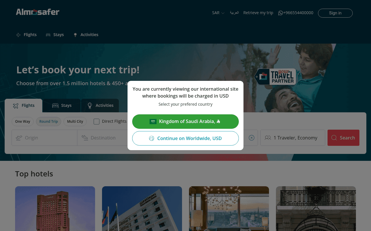 Screenshot of almosafer.com